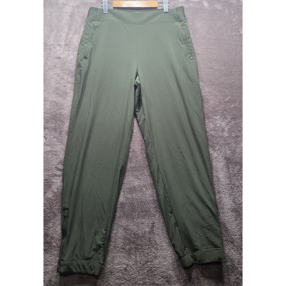 Athleta Joggers Womens 10 Olive Green Elastic Waist Zip Pockets